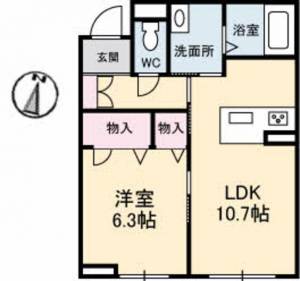 アルフラット河内町 Ａ０１０２ の間取り画像