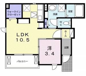 カーサ　ブラーボ　ドゥーエ １０１ の間取り画像