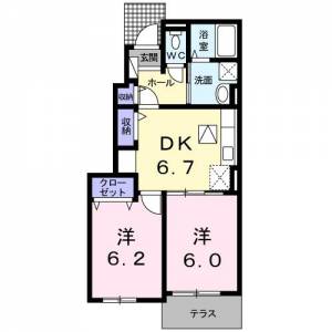 クレメント　Ｂ １０２ の間取り画像