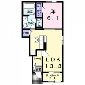 メゾンリヴィエール２ １０２ の間取り画像