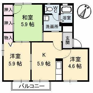 ドミール北内　Ａ棟 の間取り画像