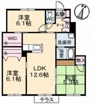 メゾン　ソレイユ Ａ０１０２の間取り画像