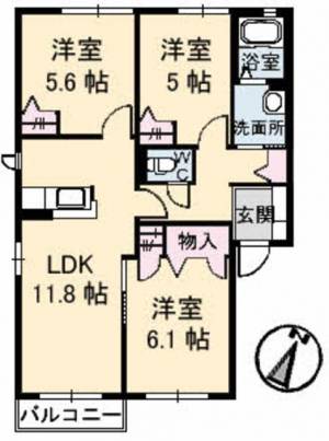 シャーメゾンナカヤ　Ａ棟 Ａ０１０１ の間取り画像