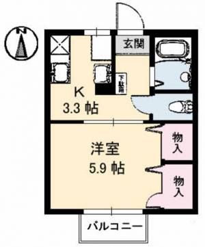 ディアス江口 Ａ０１０１ の間取り画像