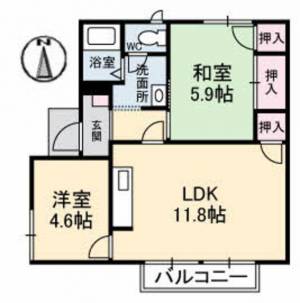 フレグランスいしや Ａ０１０１ の間取り画像