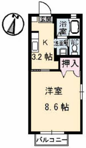 シャーメゾン八雲　Ｂ棟 Ｂ０１０７ の間取り画像