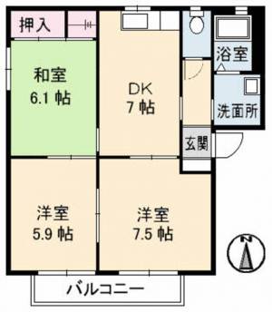 シャーメゾン佐藤　Ｄ棟 Ｄ０１０８ の間取り画像