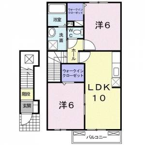 グラン・すずかぜの丘Ｂ ２０２ の間取り画像