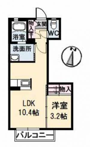 シャーメゾンＳＫ　Ｂ棟 Ｂ０１０２ の間取り画像