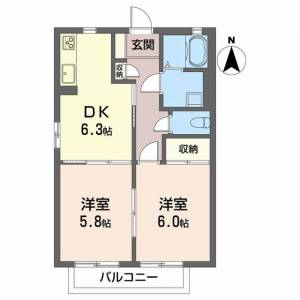 シャーメゾン加藤　Ｃ棟 Ｃ０２０８ の間取り画像