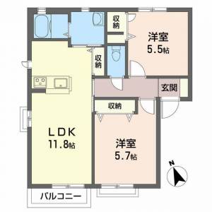 シャーメゾン国領　Ａ棟 Ａ０２０１ の間取り画像