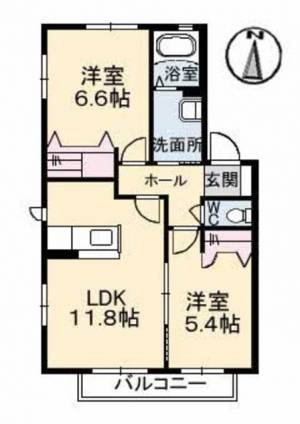 ファミーユ寿　Ａ棟 Ａ０２０２ の間取り画像