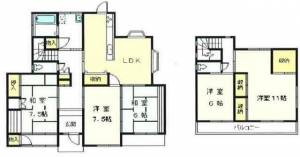 新居浜市船木 一戸建 の間取り画像