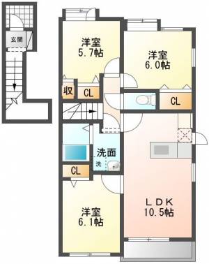 アルコバレーノ 203号室の間取り画像