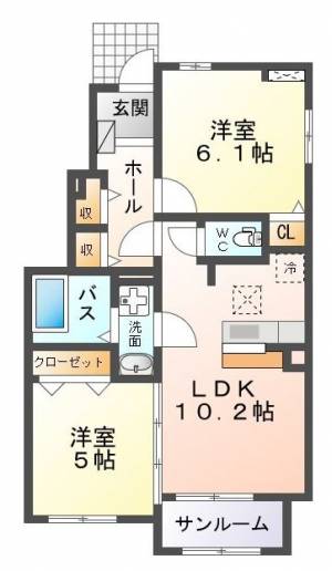 サンリット・エンゼルB 103号の間取り画像