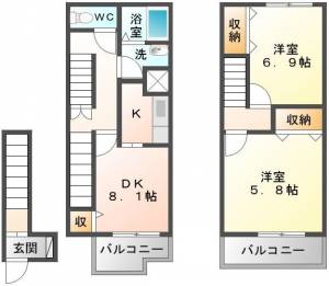 ビッグ・イースト上泉 203号の間取り画像