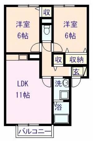 ビバーチェやまは奈 B105号室の間取り画像