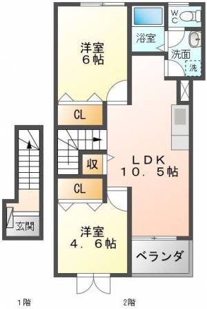 グレイスフル庄内B 202号室の間取り画像