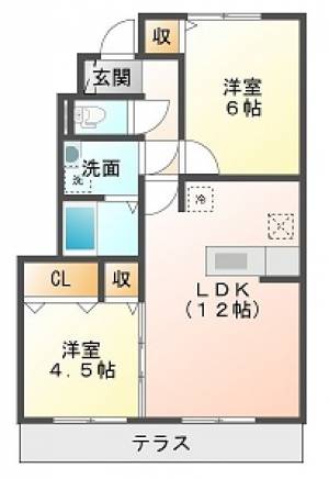 プランドール安岡ⅢB棟 105の間取り画像