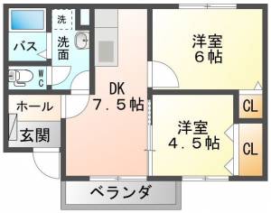 ウエスト・ワン 102号室の間取り画像