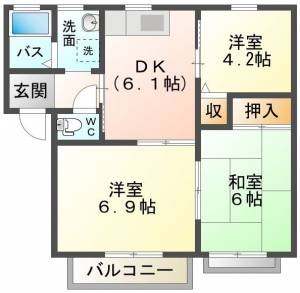 シャトレ庄内 B206の間取り画像