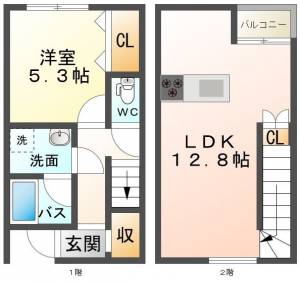 ルアナリゾート新居浜 E号室の間取り画像