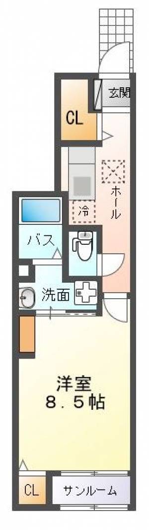 クリスタルコート 103号室の間取り画像