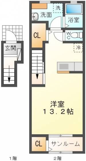 クリスタルコートJ2 201号室の間取り画像