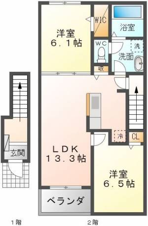 メゾンリヴィエール 3棟　201号室の間取り画像