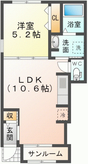 クラール松原 A102号室の間取り画像