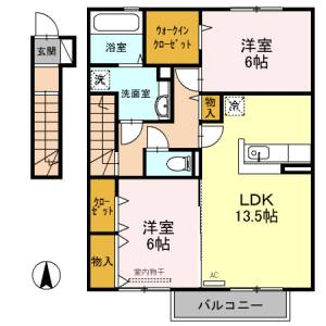 デミコリーヌ B202号室の間取り画像