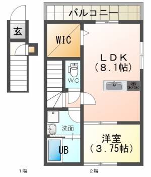  高木町新築アパート　 A2Fの間取り画像