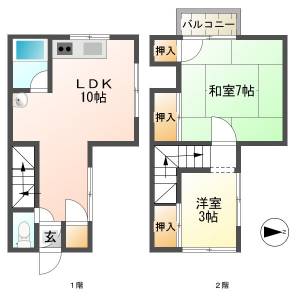 西喜光地第2水野アパート Cの間取り画像