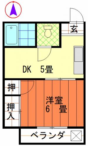 ニューリバーかやまち 102の間取り画像