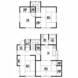 石手白石一戸建て 東北の間取り画像