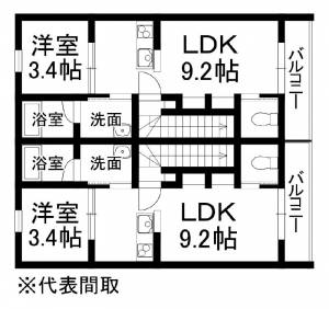 松前町浜売アパート の間取り画像