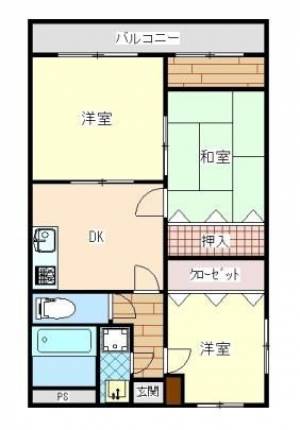 エスポワール　伊予三島の3DK賃貸マンション 305の間取り画像