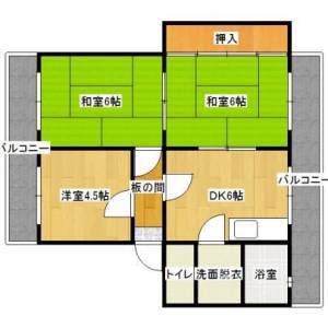 シノハラハイツ　川之江の3DK賃貸マンション 201の間取り画像