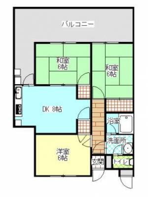 グランハイツ翠波　伊予三島の3DK賃貸マンション 3FBの間取り画像