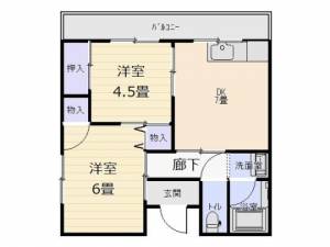 宮川マンション　伊予三島の3DK賃貸マンション 101の間取り画像