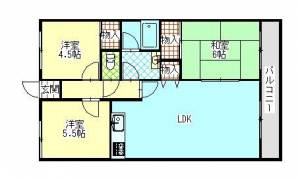 センコーハイツ金田　川之江の3LDK賃貸マンション 605の間取り画像