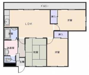 石駒ビル　川之江の3LDK賃貸マンション 201の間取り画像