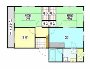 サンヒルズ　川之江の3DK賃貸マンション 301の間取り画像