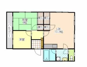 サンヒルズ　川之江の3DK賃貸マンション 301の間取り画像