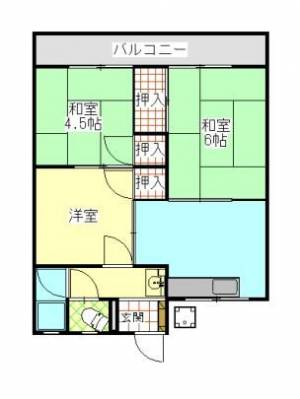 マンション輝　川之江の3DK賃貸マンション 301の間取り画像