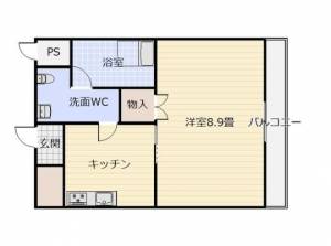 プログレッソ　川之江の1K賃貸マンション 407の間取り画像