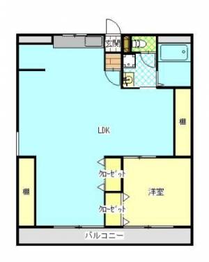 藤原マンション　伊予三島の1LDK賃貸マンション 203の間取り画像