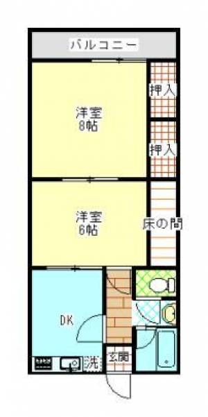 緑荘　川之江の2DK賃貸マンション 203の間取り画像