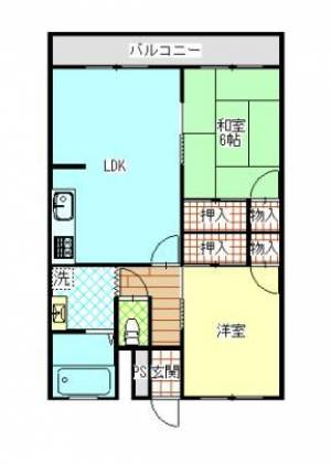 大門ハイツ　川之江の2LDK賃貸マンション 205の間取り画像