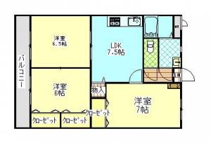 ユーミー光　伊予三島の3DK賃貸マンション 101の間取り画像